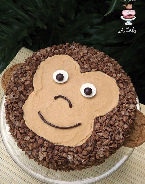 Easy Kids Birthday Cakes, Monkey Birthday Cakes, Birthday Cake Recipes, Monkey Party, Animal Birthday Cakes, Monkey Cake, Chocolate Peanut Butter Cake, Monkey Birthday, Cake Kids