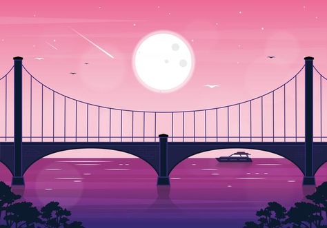 Vector Landscape Bridge Illustration Bridge Illustration, Landscape Bridge, Bridge Landscape, Vector Landscape, Landscape Vector, Vector Art, Vector Free, Bridge, Illustrator