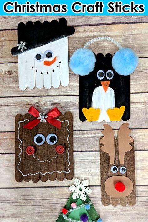 christmas crafts for kids popsicle sticks Grinch Slime, Christmas Crafts Diy Kids, Popsicle Stick Christmas Crafts, Stick Christmas Tree, Snowman Crafts Diy, Christmas Crafts To Sell, Christmas Crafts For Toddlers, 13 November, Craft Sticks