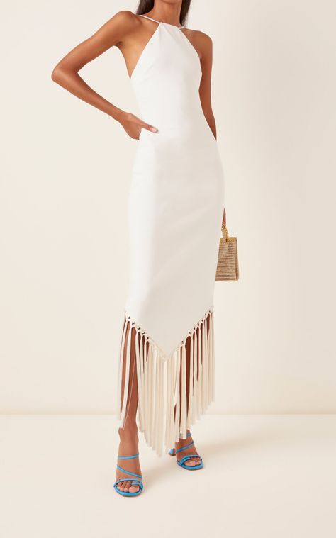 Linen Gown, Linen Sundress, Nye Dress, Satin Clutch, Macrame Dress, Fringe Fashion, Dress Attire, The Attico, Looks Style