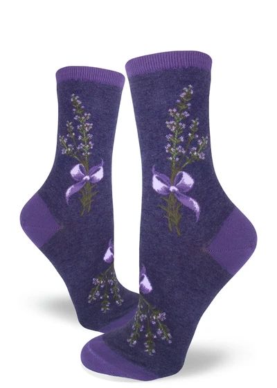 Lavender Socks, Lavender Sprigs, Bee Sock, Awesome Socks, Bee Flower, Flower Socks, Floral Socks, Purple Plants, Unique Socks