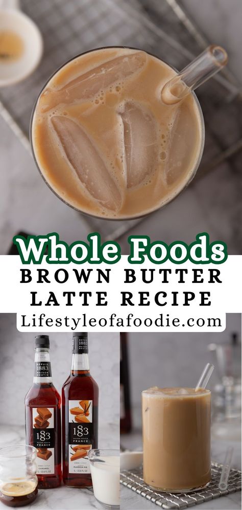 This Whole Foods brown butter cookie latte recipe is the ultimate dupe for the viral Whole Foods beverage. It is creamy, nutty, and has the best coffee taste. No wonder this drink goes viral every time it comes back in stores. With this article, you will learn what you need to make it at home from scratch and how it can turn out amazing every time! Brown Butter Coffee Syrup, Brown Butter Coffee Creamer, Brown Butter Cookie Latte, Cookie Butter Latte Recipe, Brown Butter Coffee, Coco Recipes, Butter Coffee Recipe, Ninja Coffee Bar Recipes, Barista Recipe