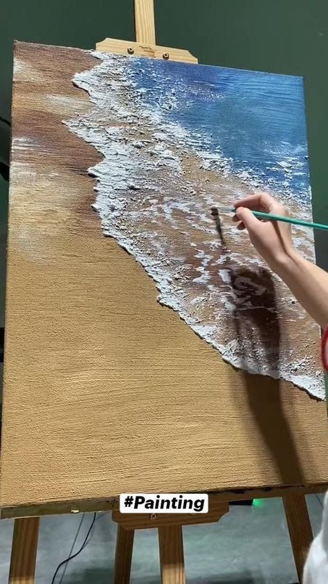 DIY Canvas for Miriam - mercedesm.navarro@gmail.com - Gmail Acrylic Painting Ideas For Beginners, Seni Resin, Easy Christmas Tree, Easy Acrylic Painting Ideas, Ocean Art Painting, 3d Templates, Beach Art Painting, Apartment Studio, Painting Ideas For Beginners