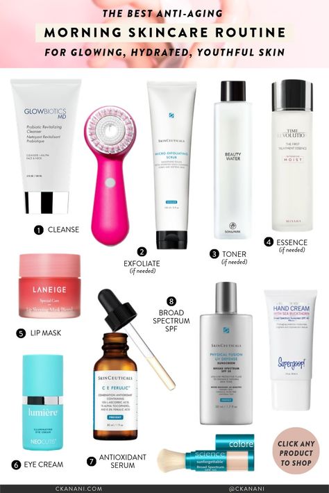 The best morning anti aging skin care routine. All of the best skin care products for glowing, hydrated, youthful skin. #skincareroutine #skincaretips #antiaging #antiagingskincare #skincareroutineproducts #ltkbeauty #ltkunder100 #ltkunder50 #skincare Anti Aging Skin Care Routine, Aging Skin Care Routine, Mascara Hacks, Haut Routine, Antiaging Skincare Routine, Skin Care Routine For 20s, Skin Care Routine 30s, Routine Skin, Creme Anti Age