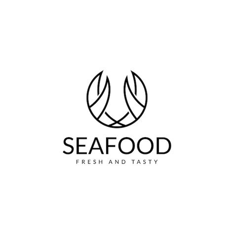 Sea Food Restaurant Logo, Sea Food Logo Design, Lobster Logo Design, Seafood Logo Design Ideas, Crab Logo Design, Sea Food Logo, Seafood Logo Design, Seafood Branding, Seafood Restaurant Logo