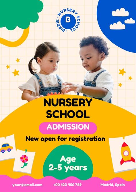 Colorful Flat Play Together Nursery School Poster Admissions Poster, School Poster, School Admissions, Play Together, Nursery School, School Posters, Brand Kit, Home Poster, Advertising Poster