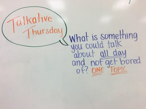 Daily Questions For Students, Thursday Morning Message Classroom, Thursday Whiteboard Question, Thursday Whiteboard Message, Thursday Whiteboard Prompt, Think About It Thursday, White Board Questions, Morning Questions, White Board Messages