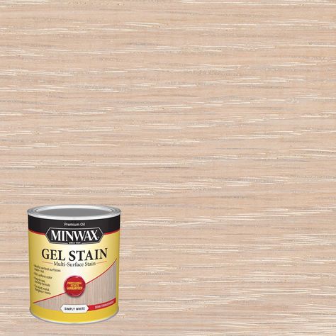 Gel Stain | Wood & Metal Stain | Minwax® Minwax Simply White Stain, White Gel Stain, Pine Ceiling, Minwax Wood Stain, Minwax Gel Stain, Solid Stain Colors, Natural Bristle Brush, Stain On Pine, Oil Based Stain