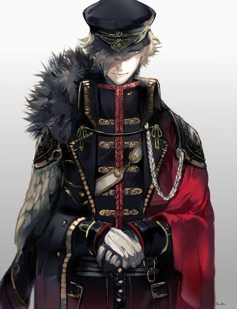 Anime Military Uniform, Army General, Samurai Artwork, Anime Military, Fantasy Props, Anime Inspired Outfits, Military Outfit, Character Design Male, Outfits With Hats