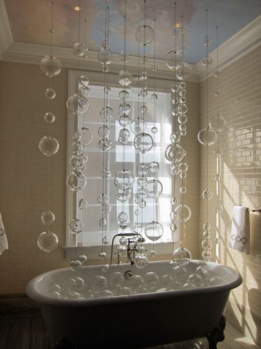 Cool! Bead Curtains, Dog Grooming Salons, Grooming Shop, Jewelry Holders, Grooming Salon, Glass Balls, Cottage Ideas, Bathroom Windows, Bath Tub