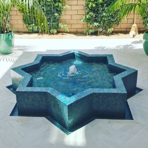 The Persian Garden — FALLING WATERS LANDSCAPE Spanish Fountain, Yard Water Fountains, Barn Remodel, Moroccan Garden, Falling Waters, Persian Garden, Pool Landscape Design, Fountain Design, Moroccan Homes