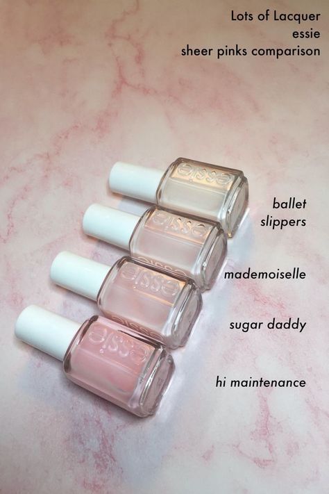 Essie Sheer, Sheer Pink Nail Polish, Pink Essie, Sheer Nail Polish, Sheer Nails, Nude Nail Polish, Essie Gel, Really Cute Nails, Pink Nail Polish