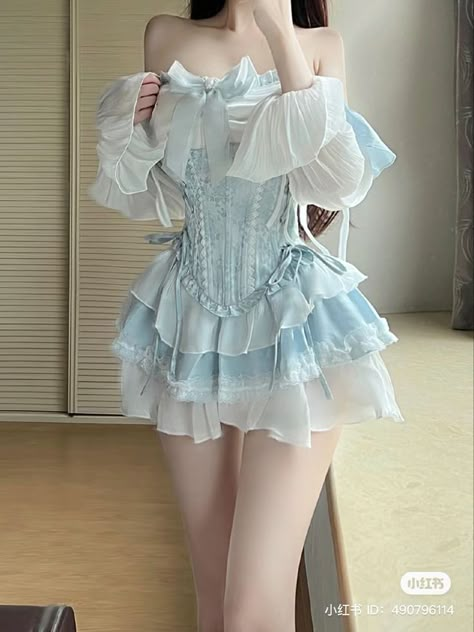 Blue Coquette, Lolita Outfits, Music On Spotify, Kawaii Fashion Outfits, فستان سهرة, Fairytale Dress, Really Cute Outfits, Fancy Outfits, Kawaii Clothes