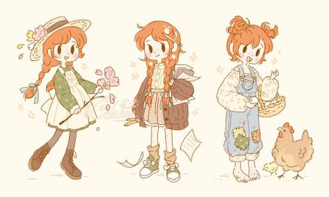 Naturally Sweetened (Modern AU Anne Shirley who is an avid writer, has...) Anne Shirley, Cartoon Character Design, 영감을 주는 캐릭터, Thrift Store Finds, Kawaii Drawings, الرسومات اللطيفة, Cute Illustration, Cartoon Art Styles, The Farm