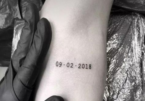 Wedding Date Tattoo For Men, Birthday Date Tattoos, Wedding Date Tattoos, Date Tattoo, Number Tattoo Fonts, Date Tattoos, Ankle Tattoos For Women, Number Tattoos, Mommy Tattoos