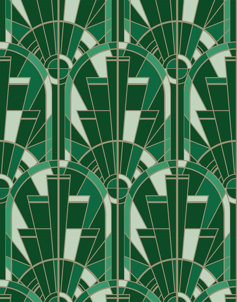 Art Deco Arched Window Wallpaper | Bobbi Beck | Bobbi Beck Art Deco Wall Design, Art Deco Wall Paper, Art Deco Color Scheme, Deco Furniture Design, Art Deco Furniture Design, Geometric Triangle Wallpaper, Window Wallpaper, Art Deco Houses, Modern Floral Wallpaper