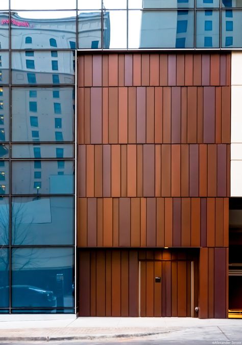 Copper Door at JW Marriott Austin - #Architecture #Business #City #Colors #Skyscraper #Austin #Blue #City #Copper #Door #Downtown #DPR_Construction #Glass #HKS_Architects #JW_Marriott #Orange #Texture #Urban #Strosstock #AlexanderStross -  All Rights Reserved - Alexander Bayonne Stross - https://is.gd/kAsZWD Copper Facade, Copper Door, Architecture Business, Orange Texture, Jw Marriott, Blue City, Earthy Colors, Guest Bedroom, Skyscraper