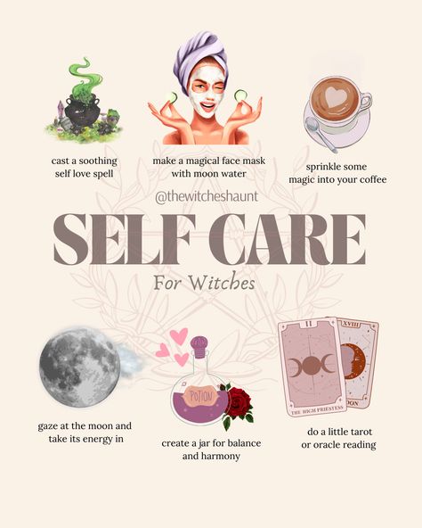 Self Care Magic, Magical Self Care, Self Care Witchy, Witches Self Care, Self Care Rituals Witch, Spooky Self Care, Self Care Spells, Witch Selfcare, Weekly Rituals