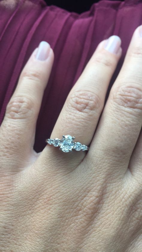 5 Stone Oval Diamond Ring, 5 Stone Engagement Ring, 3 Diamond Engagement Rings, Trilogy Engagement Ring, Gorgeous Rings, Engagement Ring Mountings, Engagement Ring Oval, Oval Diamond Ring, Round Engagement Rings