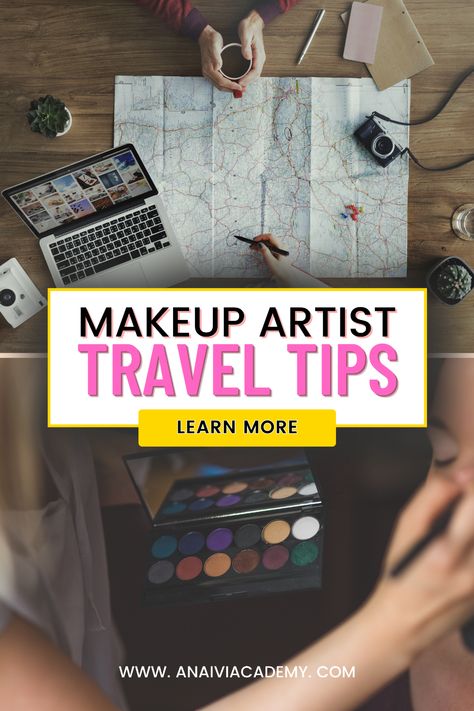 Ever wonder what goes on behind the scenes as makeup artists jet-set across the globe, creating flawless looks for their clients? Look no further! Discover 'Makeup Artists’ Travel Tips: 5 Things You Need To Know Before You Go - Anaivi Academy', where we delve into the must-know secrets of these industry pros. From packing hacks to on-the-go touch-ups, we've got you covered! Tips For Makeup, Travel Makeup Kit, Packing Hacks, Makeup Artist Tips, Best Makeup Artist, Makeup Course, Makeup Services, Professional Makeup Artist, Hacks Diy