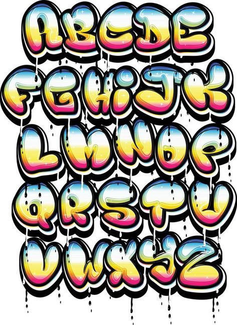 Bubble Graffiti dripping alphabets Graffiti Dripping, Street Art Font, Pop Art Font, Bubble Graffiti, Dripping Letters, Cute Fonts Alphabet, Alphabet Graffiti, Art Deco Font, Graffiti Logo