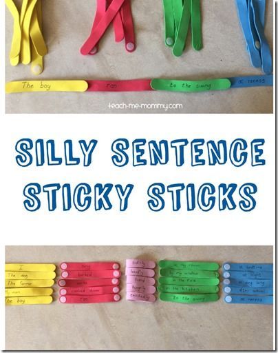 Silly Sentence Sticks Activity - This is such a creative idea for Kindergarten, 1st garde, and 2nd grade kids . Practice Writing Sentences, Quiet Boxes, Sentence Structure Activities, Colourful Semantics, Writing Sentences, Sentence Construction, Sentence Activities, Silly Sentences, Teaching Language