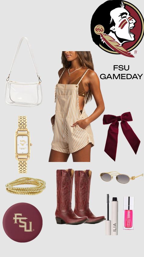 #fsuoutfit #gamedayoutfits #gameday #fsugameday#garnetandgold #fsu Fsu Gameday Outfit, Fsu Gameday, Gameday Fits, College Fits, Funky Outfits, Gameday Outfit, Going Out, Bag Accessories, Wardrobe