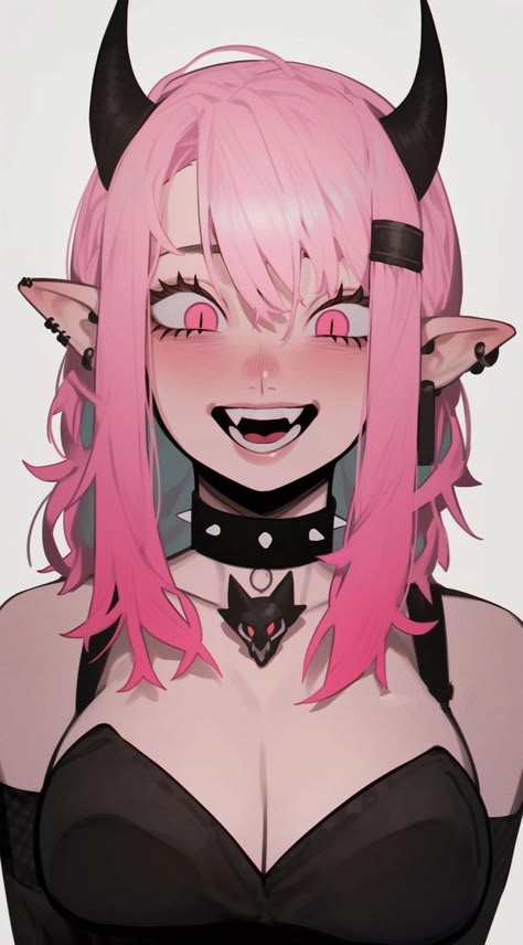 Female Demons, Oc Drawings, Female Character Design, Cartoon Art Styles, Girl Drawing, Fantasy Character Design, Character Drawing, Cute Anime Character, Pink Hair