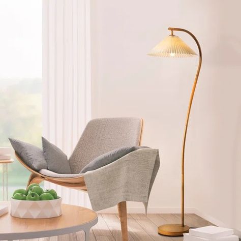 Joss & Main Gracieleigh 63" Arched Floor Lamp - Wayfair Canada Faux Wood Finish, Tall Floor Lamps, Iron Floor Lamp, Wood Floor Lamp, Arched Floor Lamp, Diy Furniture Hacks, Reading Lamp Floor, Arc Floor Lamps, Room Lamp