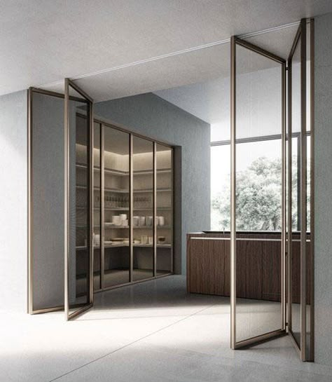 Grafic aluminium Industrial style bifolding doors img 9 Door Handels, Back Room Ideas, Crittal Doors, Glass Bifold Doors, Door Aesthetic, Door Dividers, Glass Room Divider, Internal Glass Doors, Elegant Doors