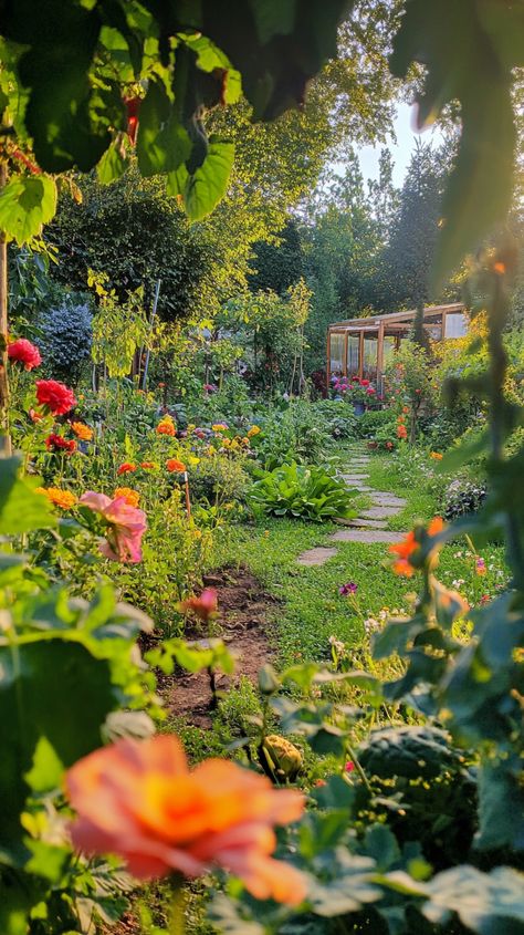 Lush garden path Lush Garden Backyard, Small Balcony Garden, Big Garden, Garden Path, Fruit Garden, Lush Garden, Green Garden, Small Balcony, Balcony Garden