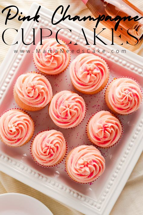 Celebrate with these light and fluffy pink champagne cupcakes frosted with pink champagne buttercream frosting. Subtly sweet and perfect for that special occasion. #pinkchampagne #cupcakes #partycupcakes #boozycupcakes #boozy #dessert #pinkdesserts #girlsnight #bridalshower #batcheloretteparty #mothersdaydessert #newyearsdessert #newyears Kid Friendly Cupcakes, Champagne Buttercream Frosting, Champagne Buttercream, Pink Champagne Cupcakes, Colorful Recipes, Buttercream Frosting For Cupcakes, Boozy Cupcakes, Fluffy Cupcakes, Champagne Cupcakes