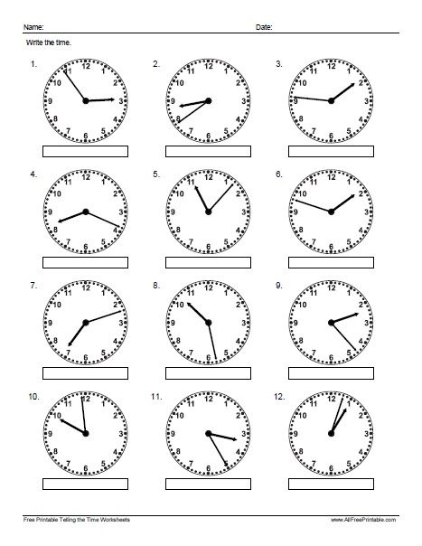 Tell The Time Clock, Halloween Worksheets Free, Clock Worksheets, Clock Face Printable, Telling Time Activities, Elementary Worksheets, Life Skills Class, First Grade Math Worksheets, Telling Time Worksheets