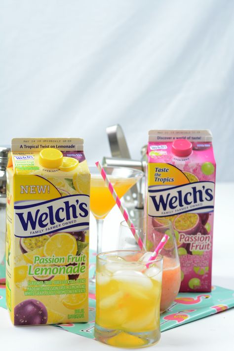 Quick and Simple Passion Fruit Cocktails | Thriftanista in the City #ad #welchs Passion Fruit Drinks Cocktails, Edible Shot Glasses, Fruit Juice Cocktails, Drunken Sailor, Hashbrown Breakfast, Mommy Juice, Passion Fruit Juice, Fancy Cocktails, Drinks Brands