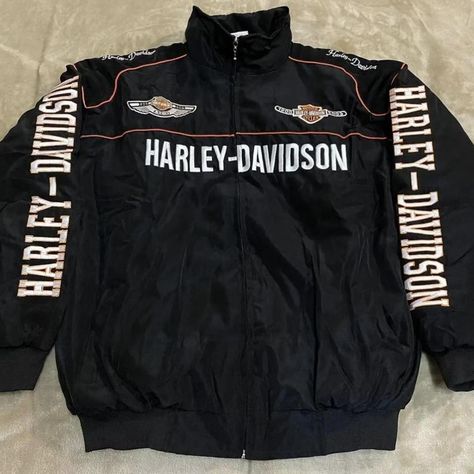 Unisex Vintage Harley Davidson F-1 Bomber Jacket in... - Depop F1 Jacket, Motorcycle Racing Jacket, Harley Jacket, Jackets Oversized, Graphic Jackets, Harley Davidson Jacket, Oversized Streetwear, Racing Jacket, Cycling Fashion