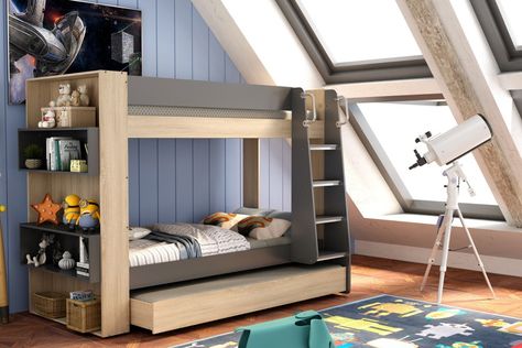 Bunk Bed Light, Bed With Bookshelf, Bunk Bed Plans, Single Bunk Bed, Bookshelf Bed, Bunk Bed Loft, Single Bed Mattress, Cool Bunk Beds, Bunk Bed Designs