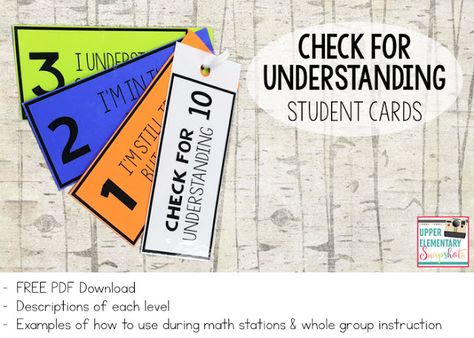 student self-assessment cards - check for understanding - three levels Subtraction Centers, Instructional Activities, Art Assessment, Check For Understanding, Organized Teacher, Student Self Assessment, Visible Learning, Student Portfolio, Student Assessment