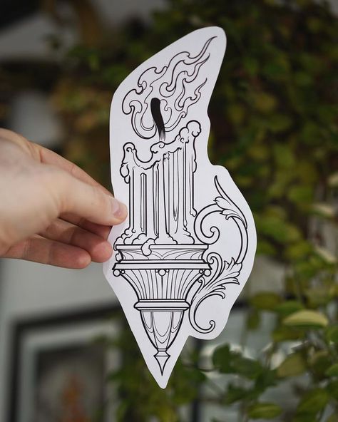 Traditional Tattoo Candle, Tattoo Candle, Candle Tattoo Design, Lantern Tattoo, Candle Tattoo, James Smith, Magic Tattoo, Traditional Tattoo Design, Tattoo Outline