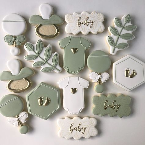 Eucalyptus Cookies Decorated, Sage Green Baby Shower Cookies, Eucalyptus Cookies, Green Baby Shower Cookies, Simple Baby Shower Cookies, Baby Sugar Cookies, Baby Shower Cookies Neutral, Baby Shower Biscuits, Sage Green Baby Shower