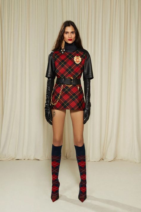 Plaid Outfit, Tartan Fashion, Plaid Fashion, Fall 2022, Stage Outfits, Roberto Cavalli, Thigh High Boots, Pre Fall, Thigh High