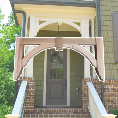 Porch Corbels Wood, House Corbels Exterior, Craftsman Corbels Exterior, Front Porch Corbels, Door Roof Overhang, Gable End Ideas, Porch Corbels, Cedar Corbels, Corbels Exterior