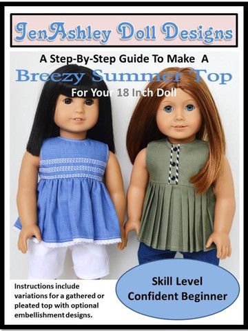 Breezy Summer Top 18 inch Doll Clothes PDF Pattern Download | Pixie Faire American Girl Outfits, American Girl Patterns, Doll Clothes Pattern, American Girl Doll Crafts, American Girl Doll Patterns, American Girl Doll Clothes Patterns, Sewing Doll Clothes, Doll Sewing, American Doll Clothes