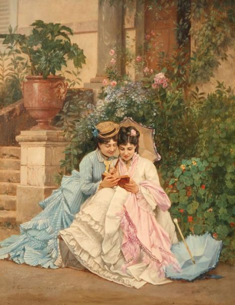 Auguste Toulmouche, Era Victoria, Victorian Paintings, Romantic Paintings, Rennaissance Art, Lesbian Art, Historical Painting, Art Ancien, The Diary