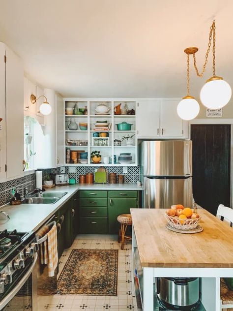 Post Image Modern Retro Kitchen, Colourful House, 50s Kitchen, 1950s Kitchen, Ocean Grove, Hallway Flooring, Bohemian Kitchen, Eclectic Kitchen, House Aesthetic