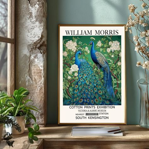 Paradise? William Morris, The 2 peacocks print, vintage maximalist print for your living room walls Shop this print, the link below https://artofwhim.etsy.com/listing/1773380345 #maximalistart #willammorris Vintage Living Room Decor, Maximalist Art, Navy Art, Peacock Wall Art, Teal Art, Classic Art Prints, Exhibition Art, William Morris Art, Poster Wall Decor