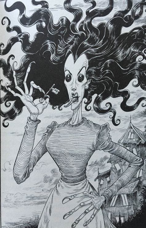 Chris Riddell illustration from Neil Gaiman's 'Coraline' Chris Riddell Illustration, Coraline Drawings, Coraline Neil Gaiman, Other Mother Coraline, Coraline Book, Neil Gaiman Books, Coraline Drawing, Coraline Art, Chris Riddell