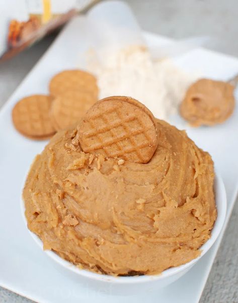 Cookie Butter Protein Cookie Dough | MacroChef MacroChef Cookie Dough Flavors, Healthy Cookie Dough Bites, Low Carb Cookie Dough, Salt Cookies, Protein Powder Cookies, Peanut Butter Sandwich Cookies, Butter Cookie Dough, Cake Batter Cookies, Protein Cookie Dough