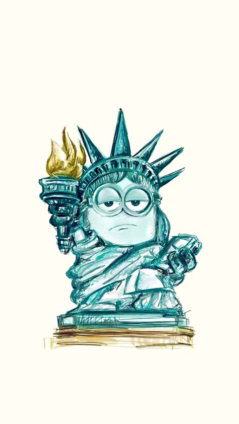 ❖ ℬᗩℰż ❖ Minion Illustration Art, Lady Liberty Drawing, Minion Accessories, Cute Monsters Drawings, Cute Minions, Girly Wallpapers, Monster Drawing, Wallpapers For Iphone, Scary Clowns