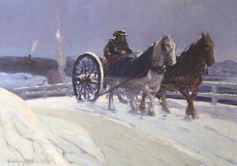 The Hitch Team (Horses in the Snow) George Luks, Ashcan School, American Realism, Importance Of Art, Gerson, Oil Painting Reproductions, Painting Reproductions, Community Art, Great Artists