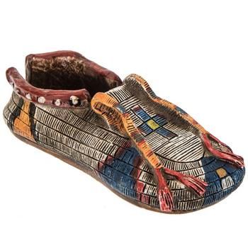 Dimensions: 1.25" H x 1.63" W x 3.5" D Material: Resin Color: Assorted Quantity: 1 Use this Native American Style Moccasin to add stunning, unique flair to your home or office decor. With several style options to choose from, this moccasin-style shoe is sure to be the perfect addition to your mantel, bookshelf, coffee table, or desk. Fill your space with native flair!   Note: Not a Native American made product.   Note: No discounts may be applied to “your price” or “reduced” items.   NOTE: This Native Moccasins, Mantel Bookshelf, Native Decor, Interesting Shoes, Native American Moccasins, B Tan, Native American Dress, Native American Decor, Native American Clothing